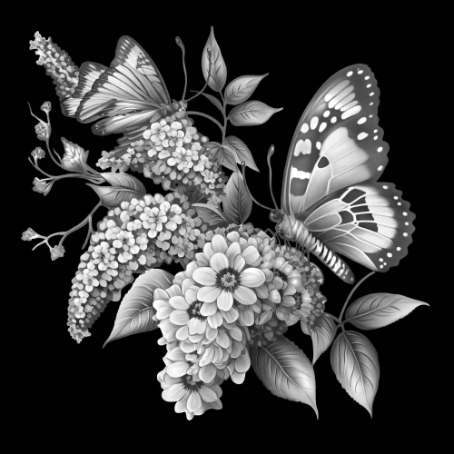 Цветочная композиция 058 (сирень и бабочки)